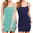 thumbnail image 1 of "Women & Juniors Solid Plain Spaghetti Strap Camisole Mini Dress Tank Top (Dusty Green/Navy, Small)", 1 of 3