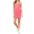 thumbnail image 1 of "Women & Juniors Solid Plain Spaghetti Strap Camisole Mini Dress Tank Top (Rose Pink, Small)", 1 of 4