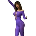 thumbnail image 1 of Women KILLER LEGS Bodystocking, Prey on Me Leopard Footless Seamless Jumpsuit, Purple, 1 of 2