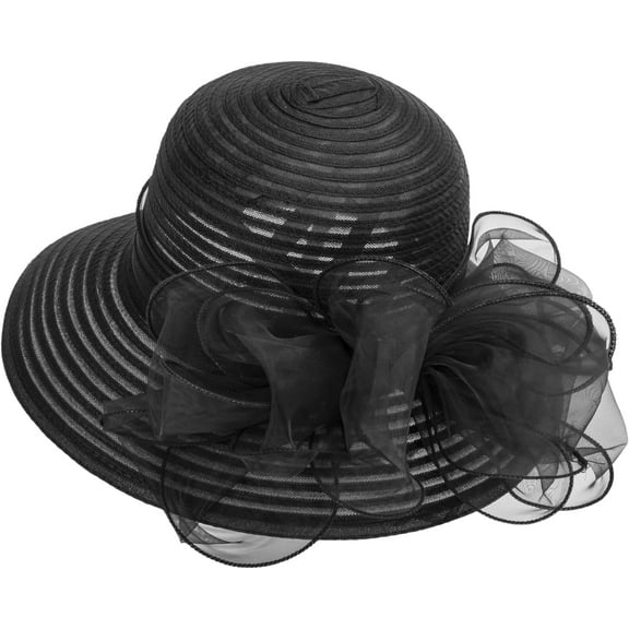 Women Kentucky Organza Derby Hat, Bridal Wedding Church Tea Party Wide Brim Summer Sun Hat