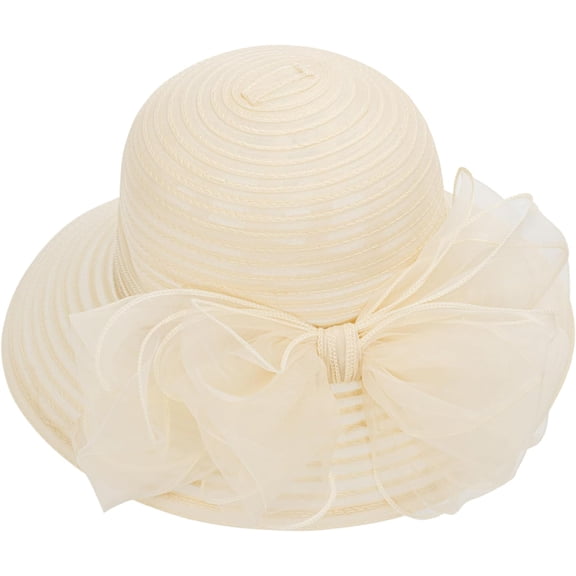 Women Kentucky Organza Derby Hat, Bridal Wedding Church Tea Party Wide Brim Summer Sun Hat