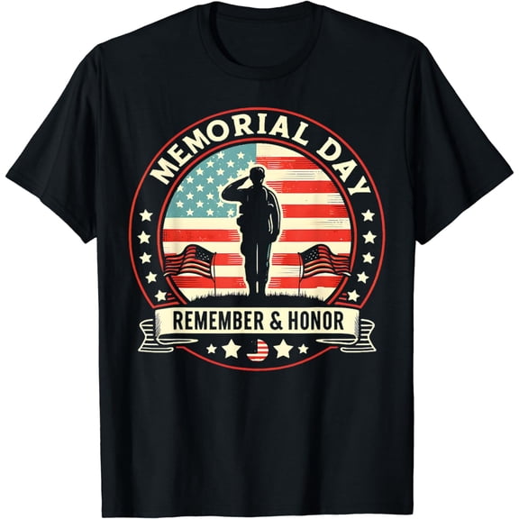 Women Kids T-Shirt Memorial Day USA Flag Remember Honor Patriot Men