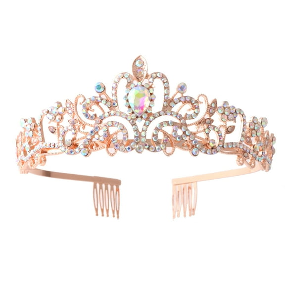 Women Kids Tiara Crowns with Comb Pins Imitation Crystal Glitter Rhinestone Head