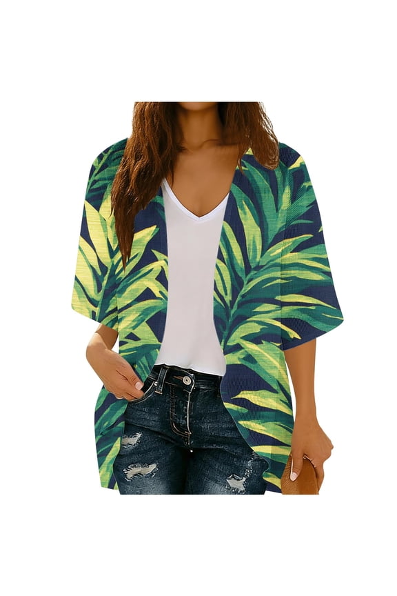 Women Kimono Cardigans Casual Summer Tops Cover up Open Front Floral Print Resort Wear
