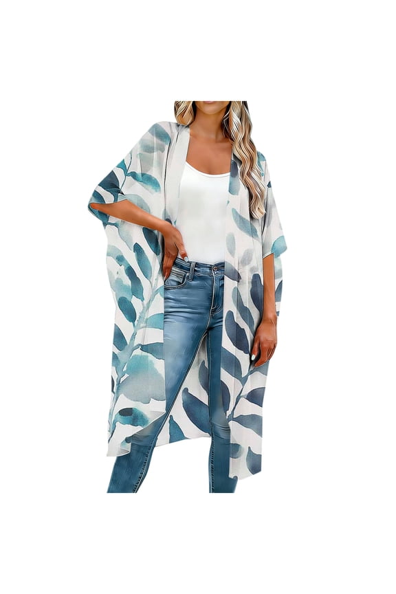 Women Kimono Cardigans Summer Open Front Beach Cover Ups Solid Color Casual Loose Shrug Blouse Sheer Sarong Shawl Tops White 04 M
