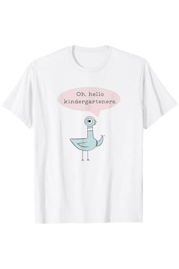 Women Kindergarten Teacher Graphic Tee T Shirt Top Oh Hello Pigeon Design Cute Short Sleeve Crew Neck White S-5XL
