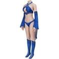 thumbnail image 1 of Women Kitana Blue Warrior Style Jumpsuit Body Suit Uniform with Belt and Arm Guards, 1 of 7