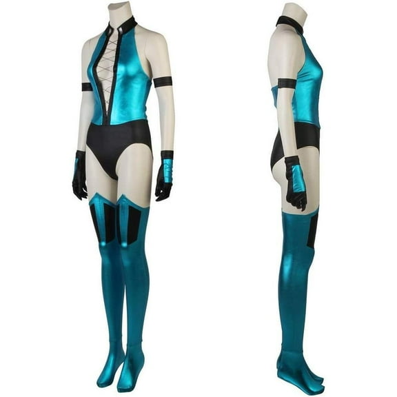 Women Kitana MK Themed Blue Jumpsuit Battle Outfit with Detailed Design