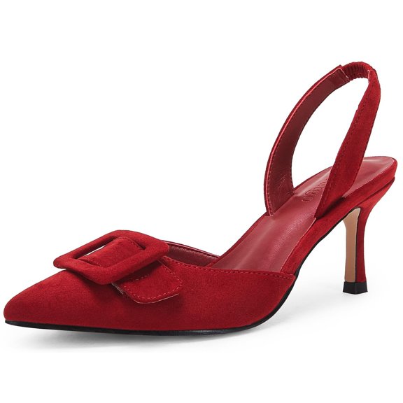 Women Kitten Heel Pumps: Pointed-Toe, Open-Back Formal Shoes with Ankle Straps