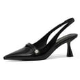 thumbnail image 1 of Women Kitten Heels Slingback Low Heel Pumps Dress Shoes for Women Closed Pointed Toe Pearl Heels for Work Wedding Bridal, 1 of 8
