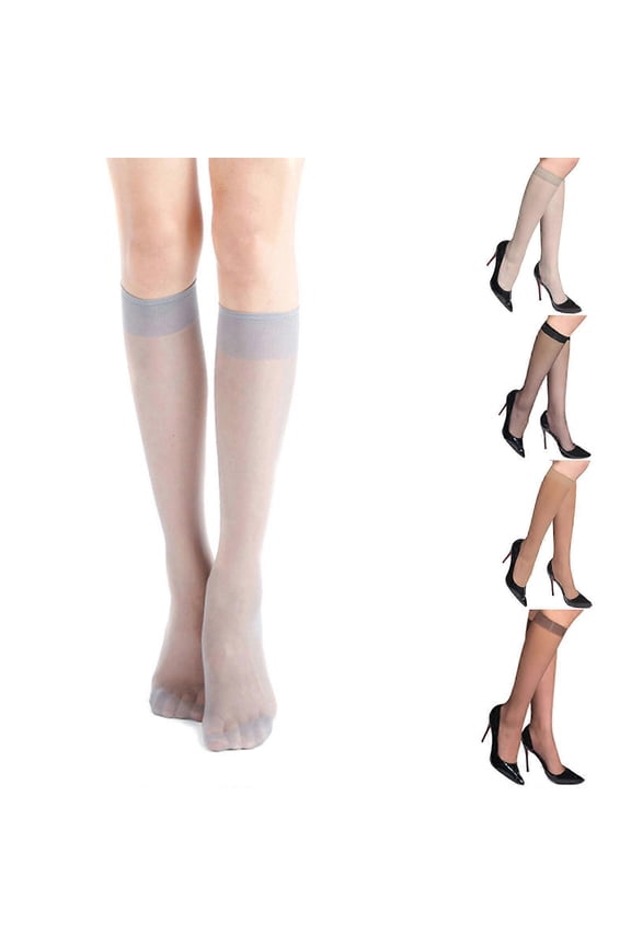 Women Knee High Silk Stockings 1 Pair Ultrathin Transparent Socks Supplies for Female Costume Cosplay Matching with Clothes Accessories Gray
