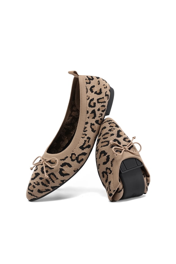 Women Knit Ballet Flats Foldable Pointed Toe Comfortable Dressy Flats with Bow Knot for Casual Business and Office