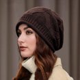 thumbnail image 1 of Women Knit Beanie Hat Rolled Cuff Lightweight Slouchy Winter Warm Cap, 1 of 2