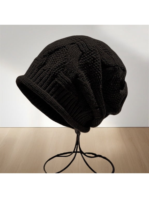 Women Knit Beanie Hat Rolled Cuff Lightweight Slouchy Winter Warm Cap