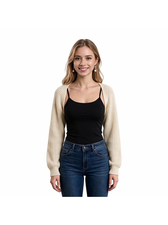 A size XL apricot cardigan jacket, European and American style top, cardigan sweater, short length for outerwear, loose and sexy
