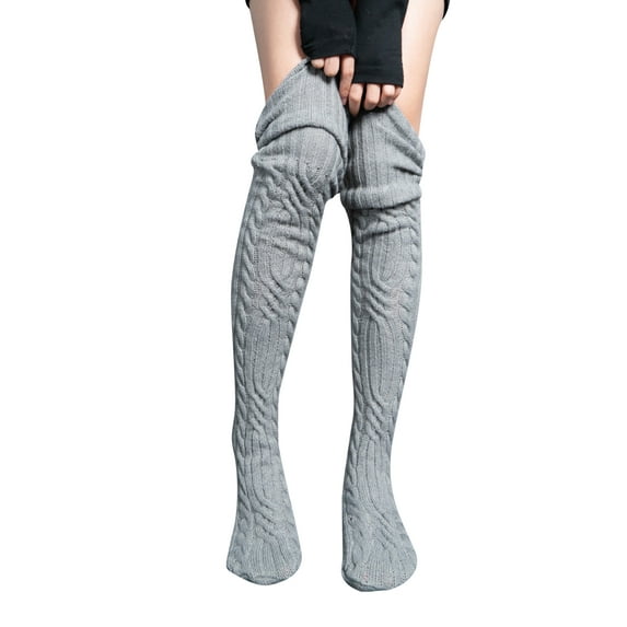Women Knit Boot Socks Thigh High Socks Fall Winter Stockings Plus Size Over Knee Leg Warmers