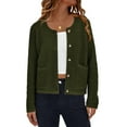 thumbnail image 1 of Women Knit Cardigan Sweaters Fall Fashion Long Sleeve Button Down Trendy Casual Jacket Winter Clothes Dark Green XL, 1 of 9