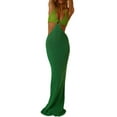 thumbnail image 1 of Women Knit Crochet  Bodycon Maxi Dress Summer Sleeveless Halter Neck Cut Out Long Dresses Backless Tie Up Y2K Beach Dress, 1 of 7