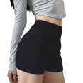 thumbnail image 1 of Women Knit Fold over Shorts High Waist Slim Fit Stretchy Yoga Shorts Summer Casual Active Jogger SweatShorts Black L, 1 of 8