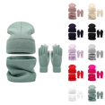 thumbnail image 1 of Women Knit Hat Neck Warmer Gloves Set Warm Thick Cozy Lined 3PCS Soft Cable Knit Accessories Outdoor Cold Weather Gear for Snow Travel Hiking Daily Wear Fashion Slim Face Style Ski, 1 of 5