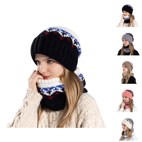 Women Knit Hat Neck Warmer Set - Warm Ear Flap Beanie And Scarf Combo, Windproof Stocking Stuffers, Winter Gifts For Girls Teen Girls