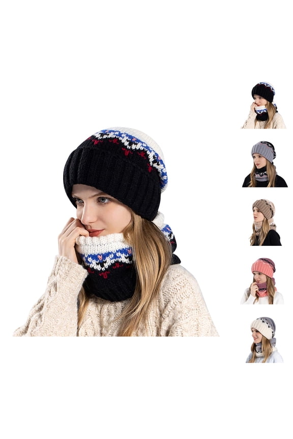 Women Knit Hat Neck Warmer Set - Warm Ear Flap Beanie And Scarf Combo, Windproof Stocking Stuffers, Winter Gifts For Girls Teen Girls