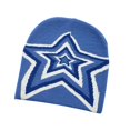thumbnail image 1 of Women Knit Hat with Star Pattern Slouchy Beanie Soft Lightweight Warm Cap Blue, 1 of 8