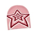 thumbnail image 1 of Women Knit Hat with Star Pattern Slouchy Beanie Soft Lightweight Warm Cap Pink, 1 of 8