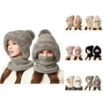 thumbnail image 1 of Women Knit Hood Neck Warmer Hat Soft Thick Lined Winter Cozy Outdoor Cold Weather Gear for Cycling Ski Snow Travel Hiking Fashion Cable Knit Comfortable Daily Wear â Stocking Stuffers Ski, 1 of 5