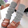 thumbnail image 1 of Women Knit Leg Warmers Autumn Winter Thermal Knee High Calf Socks Twist Crochet School Style Long Leggings, 1 of 3