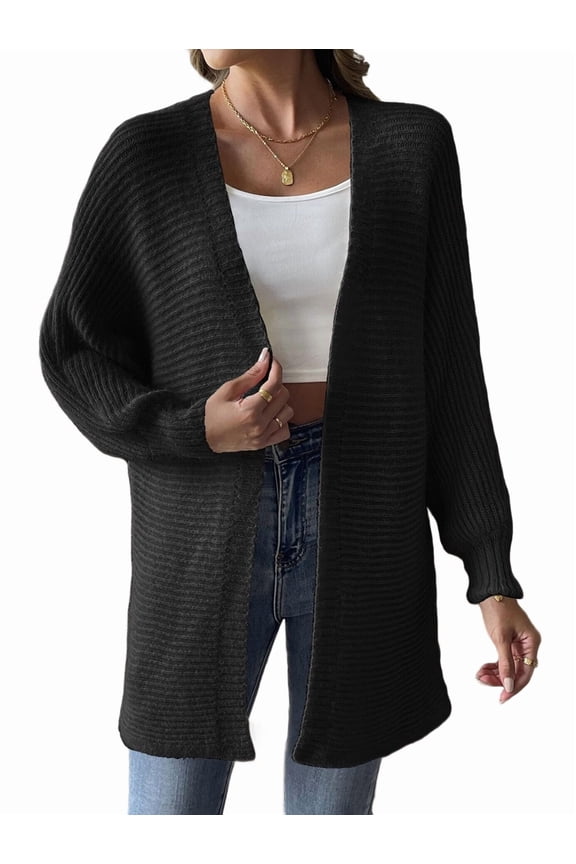 Women Knit Long Cardigan Long Sleeve Open Front Oversized Sweater Coat XL
