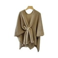 thumbnail image 1 of Women Knit Scarf Wraps Sweater Poncho Capes Soft Open Cross Front Cloak Elegant Shawl Camel One Size, 1 of 3