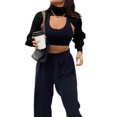 thumbnail image 1 of Women Knit Shrugs Pullover Mini Sweater Backless Long Puff Sleeve Club Knitwear Crop Top, 1 of 4
