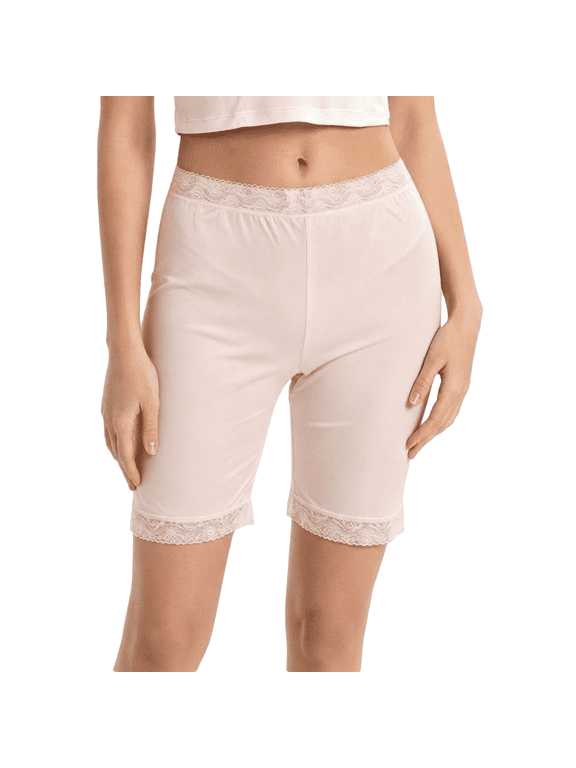 Women Knit Silk Pettipants Half Slips Shorts Mulberry Silk Split Skirt Lace Trim Culotte Slip Bloomers
