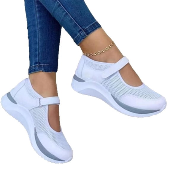 Women Knit Sneakers Breathable Platform Shoes Hook Loop Casual Slip On Walking Shoes