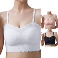 thumbnail image 1 of Women Knit Strapless Bandeau Bra Scalloped Lace Edge Antiâ Invisible TubeâTop Bralette for Layering, 1 of 8