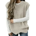thumbnail image 1 of Women Knit Sweater Vest Oversized Round Neck Pullover Casual Layering Piece For Women Fall Winter And Spring Seasons Comfortable Soft Yarn, 1 of 5