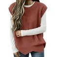 thumbnail image 1 of Women Knit Sweater Vest Oversized Round Neck Pullover Casual Layering Piece For Women Fall Winter And Spring Seasons Comfortable Soft Yarn, 1 of 2