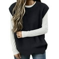thumbnail image 1 of Women Knit Sweater Vest Oversized Round Neck Pullover Casual Layering Piece For Women Fall Winter And Spring Seasons Comfortable Soft Yarn, 1 of 5