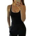 thumbnail image 1 of Women Knit Tank Tops Basic Sleeveless Round Neck Contrast Color Slim Fit Summer Tops 2023 Streetwear, 1 of 6