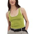 thumbnail image 1 of Women Knit Tank Tops Basic Sleeveless Round Neck Contrast Color Slim Fit Summer Tops 2023 Streetwear, 1 of 2