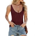 thumbnail image 1 of Women Knit Tank Tops Eyelet V Neck Sleeveless Shirts Summer Trendy Casual Slim Fit Basic Tanks Wine Red S, 1 of 9