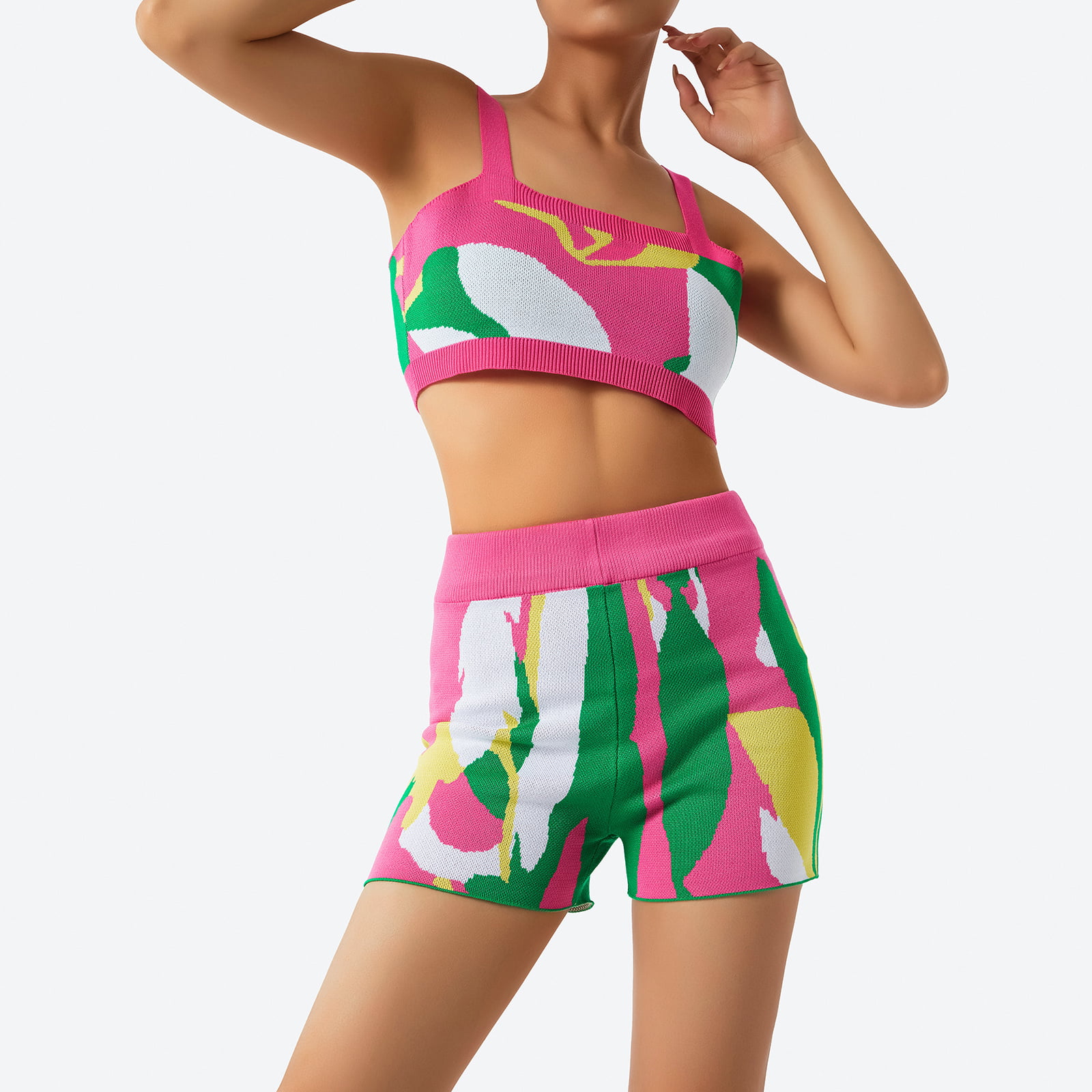 Women Summer 2Piece Set Crop Top and Shorts Bodycon Outfit Short
