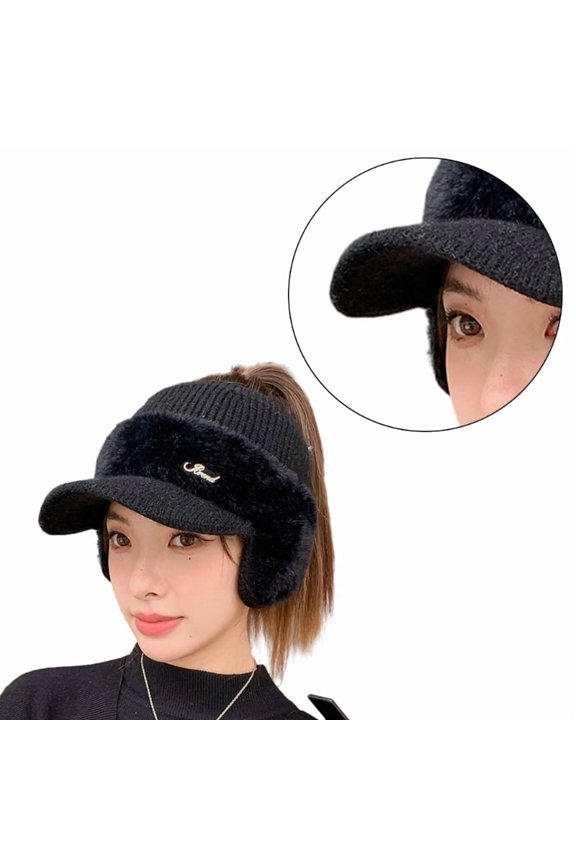 Women Knitted Baseball Hat for Artists Rappers Painter Writer for Cold Winter Empty Top Baseball Hat with Earflaps for Face Head Wrap Cold Weather