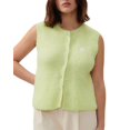 thumbnail image 1 of Women Knitted Button Sweater Vest Y2k Round Neck Open Front Knit Crop Tank Top Vests Vintage Sleeveless Versatile Tops, 1 of 7
