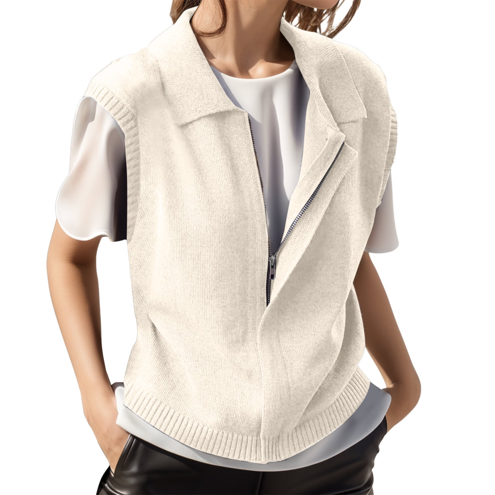 Women Knitted Cardigan Vest Design With A Sense Of Layering For Casual
