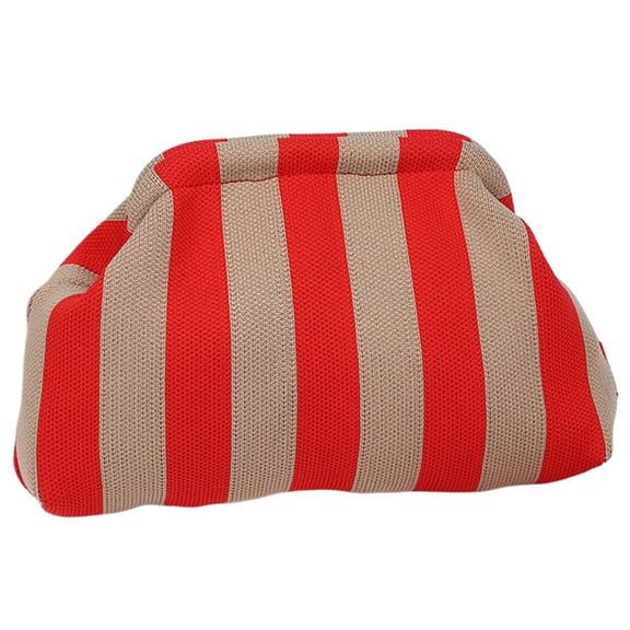 Women Knitted Clutch Purse Small Stripe Purse Woven Bag for Female (Yellow Red)