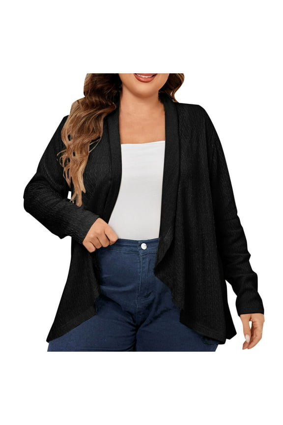 Women Knitted Cotton Cardigan Flowy Long Sleeve Solid Color Trendy Summer Soft Poncho Wrap Stylish Shawl Sweater