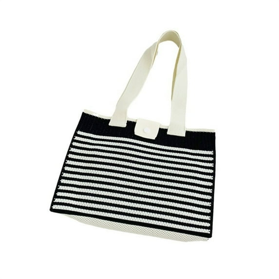Women Knitted Handbag Large Capacity Outdoor Shopping Traveling Woven Shoulder Bag