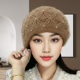 thumbnail image 1 of Women Knitted Hat Faux Pearl Decor,Ear Protection Handmade Stretch Outdoor Girls Hat, 1 of 7